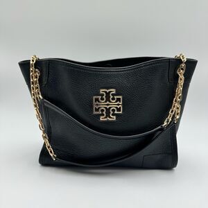 Beautiful Tory Burch Small Britten Slouchy Bag- AUTHENTIC, Black Pebbled Leather